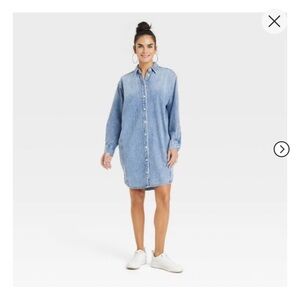 Denim shirt dress with pockets